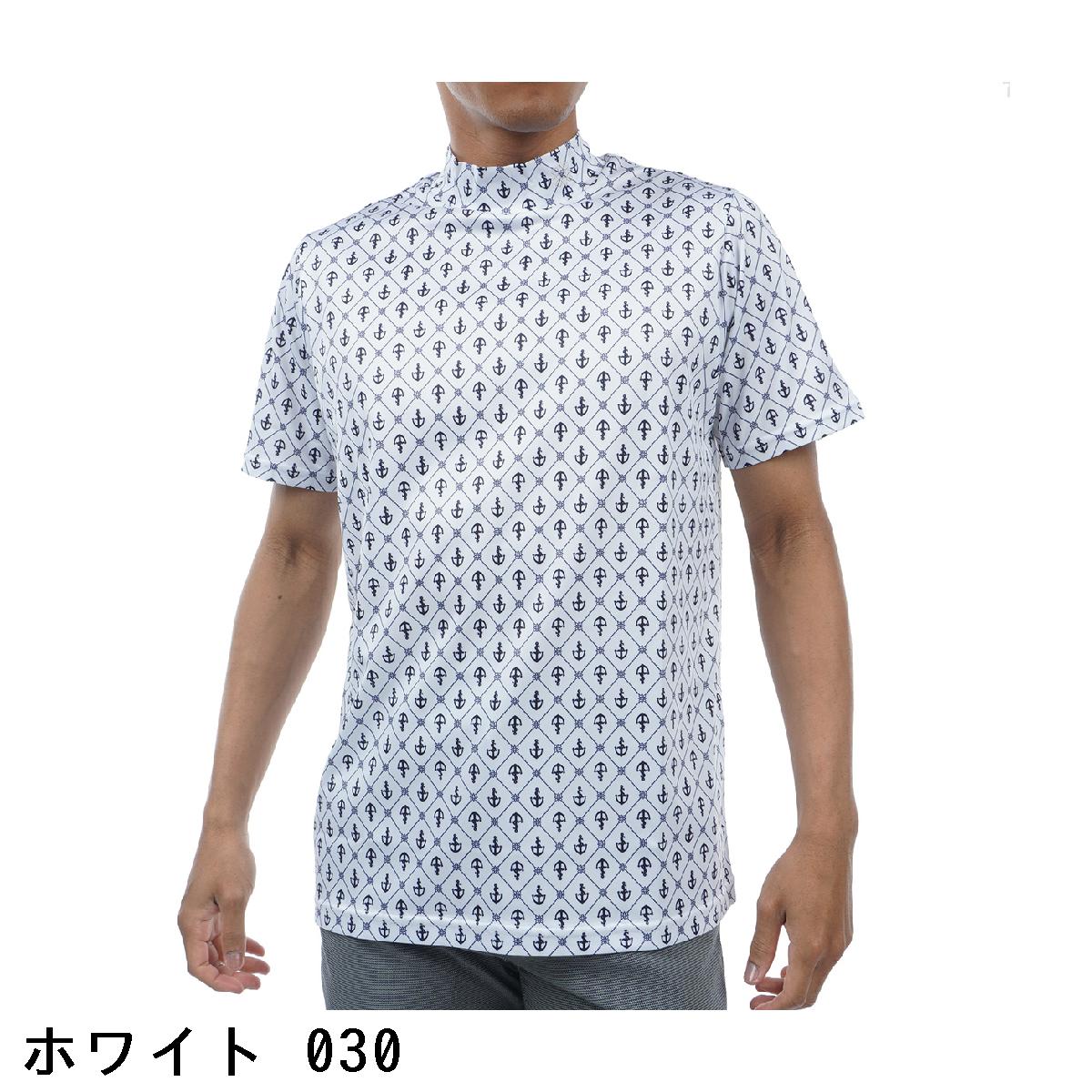 セント・アンドリュース　St ANDREWS　アンカープリント ハイネック半袖シャツ