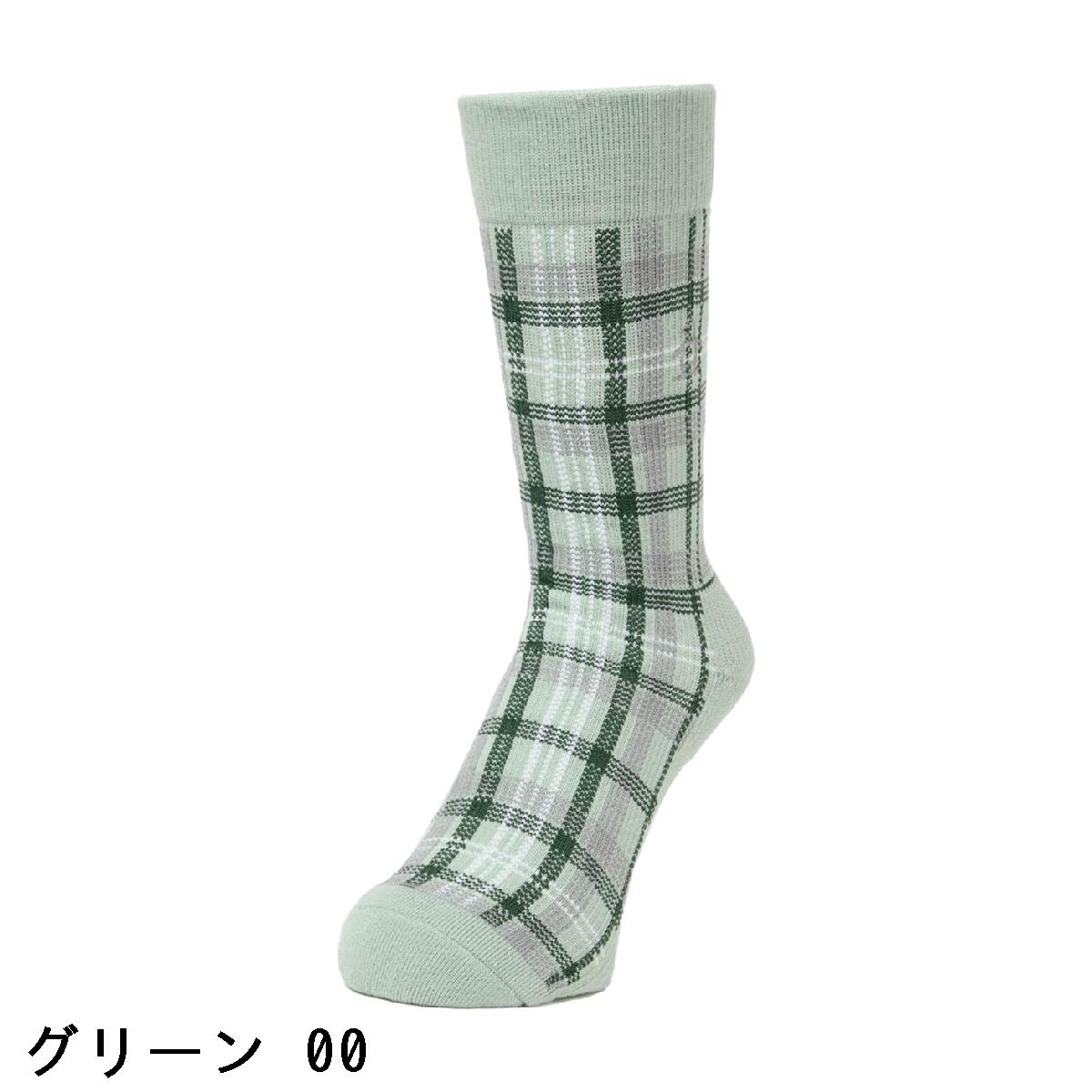 マンシングウェア　Munsingwear　チェック柄 クルーソックス
