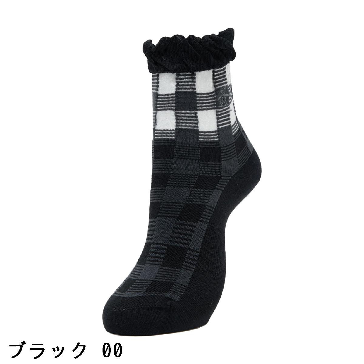 マンシングウェア　Munsingwear　チェック柄 ショートソックス　レディス