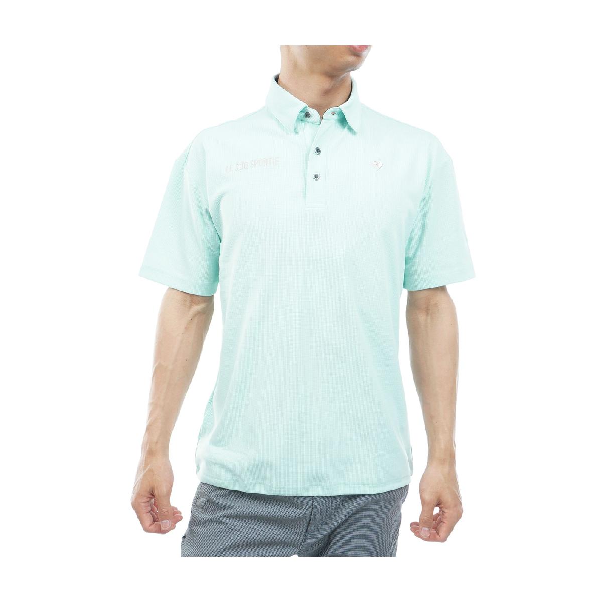 ルコックスポルティフ ゴルフ　Le coq sportif GOLF　ストレッチ MID SUMMER2 メッシュ調ワイドシルエット半袖ポロシャツ