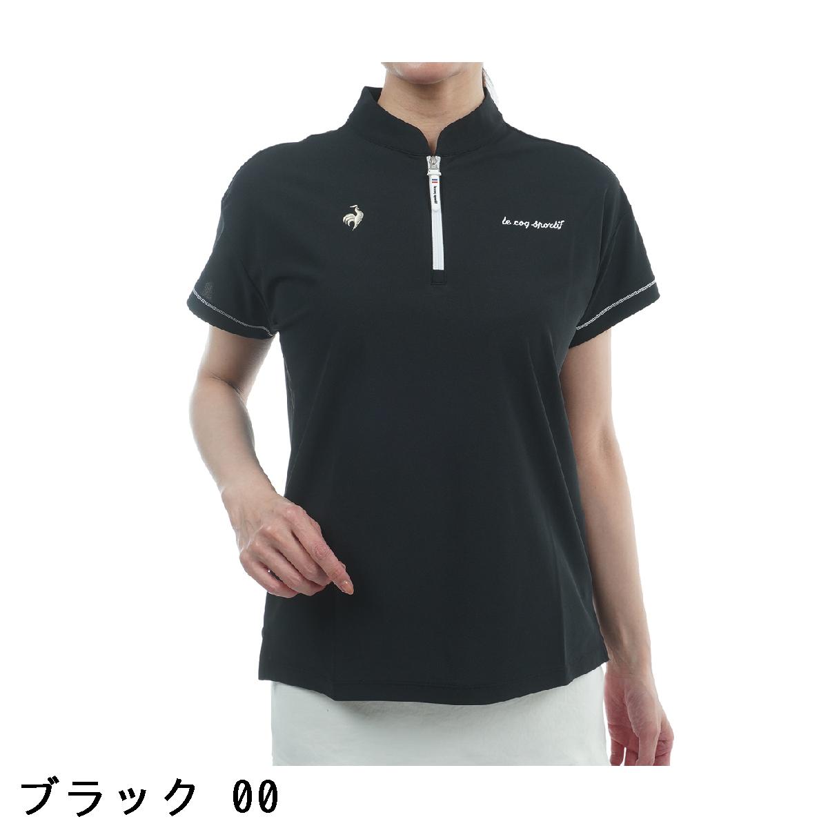 ルコックスポルティフ ゴルフ　Le coq sportif GOLF　ストレッチ ワイドシルエット ハーフジップ半袖シャツ　レディス
