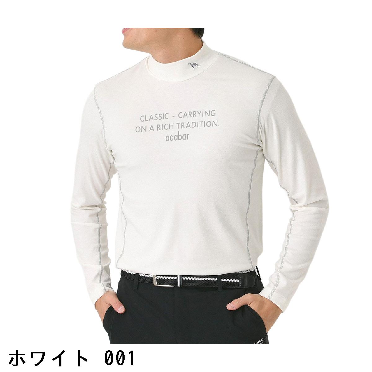 アダバット　adabat　吸湿発熱 メッセージロゴモックネック長袖Tシャツ