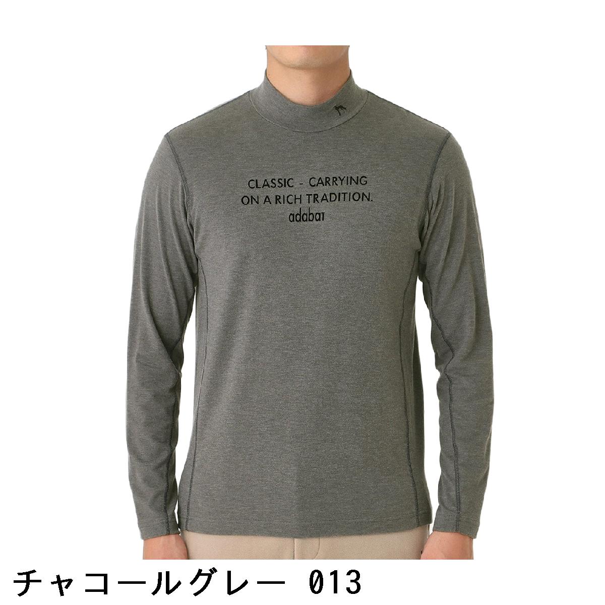 アダバット　adabat　吸湿発熱 メッセージロゴモックネック長袖Tシャツ