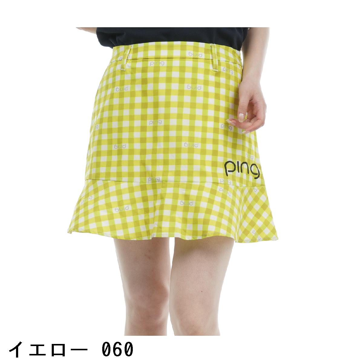 ピン　PING　裾フレア ギンガムスカート　レディス