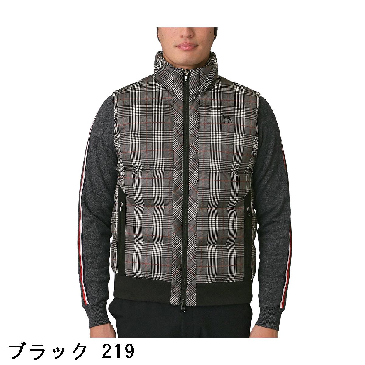 アダバットネイビー　ADABAT NAVY　ストレッチ 撥水グレンチェック中綿ベスト