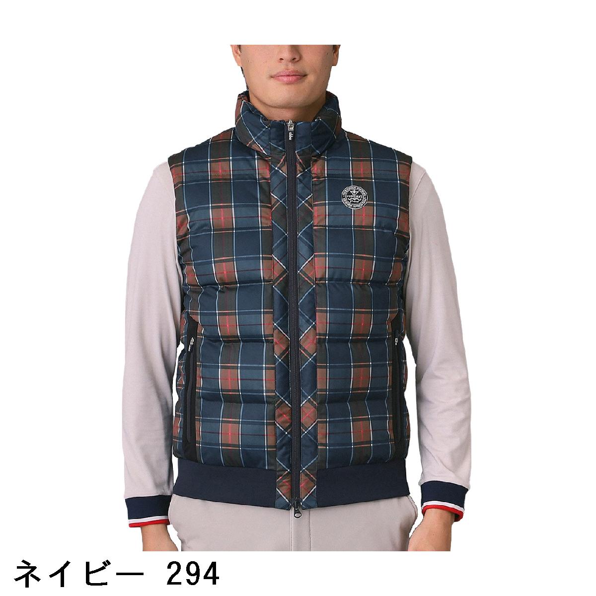アダバットネイビー　ADABAT NAVY　ストレッチ 撥水 タータンチェック中綿ベスト