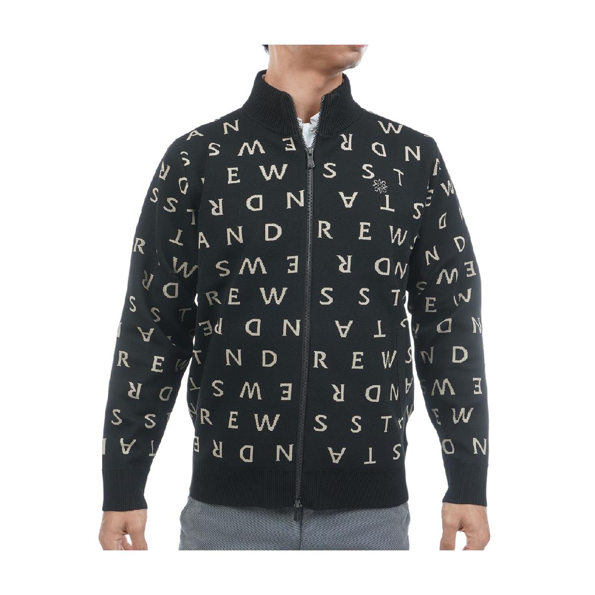 セント・アンドリュース　St ANDREWS　ロゴジャカードニットフルジップセーター