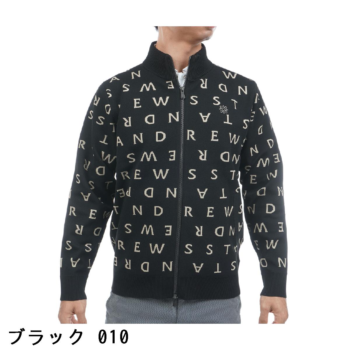 セント・アンドリュース　St ANDREWS　ロゴジャカードニットフルジップセーター