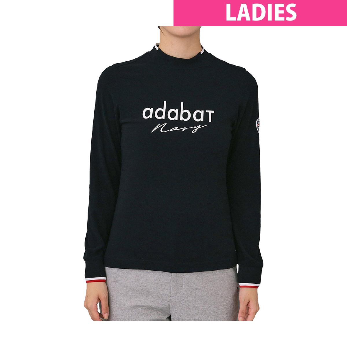 Adabat - アダバットネイビー　ADABAT NAVY　ストレッチ 吸湿発熱 サーモスムースモック長袖Tシャツ　レディス