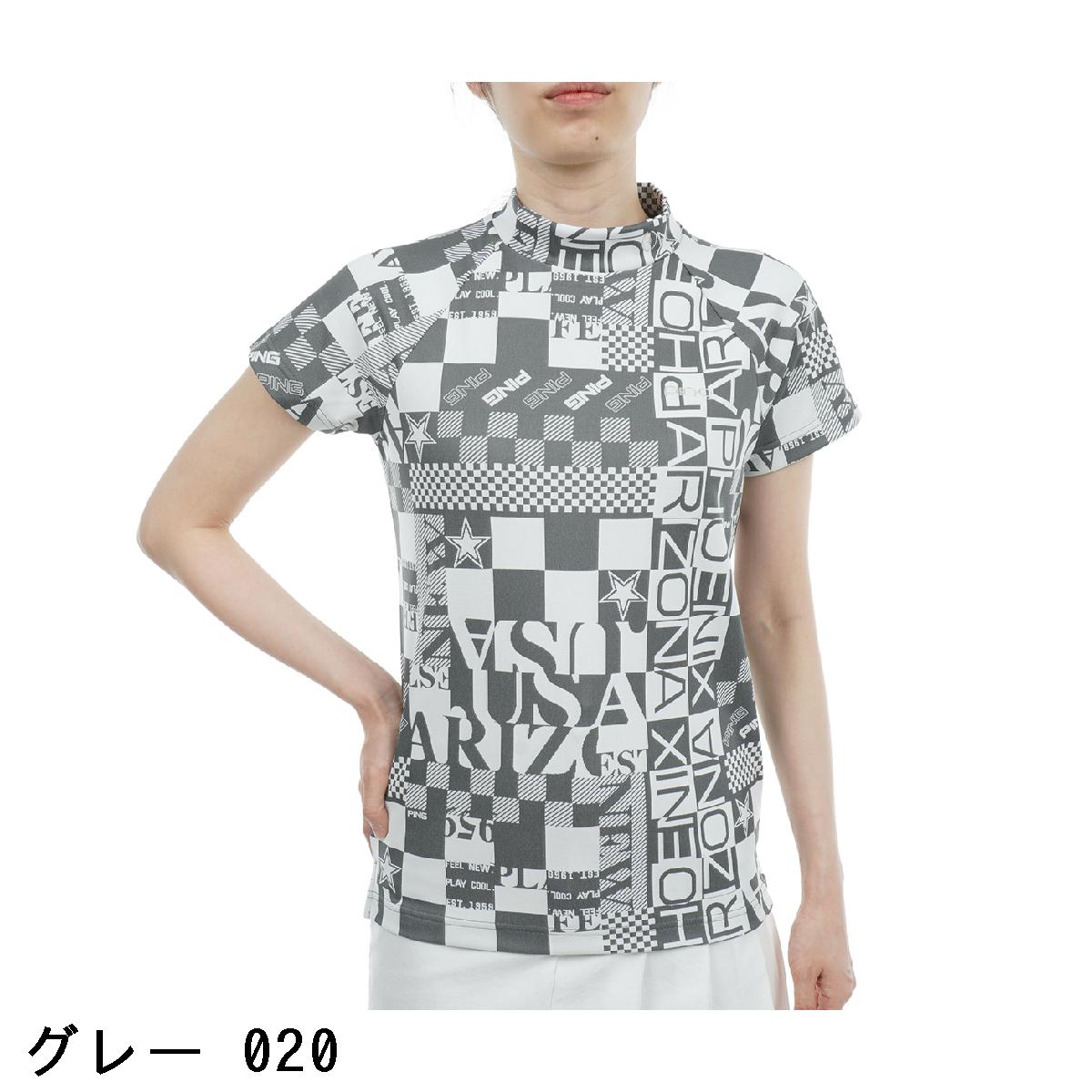 ピン　PING　ジャカードハイネック半袖シャツ　レディス