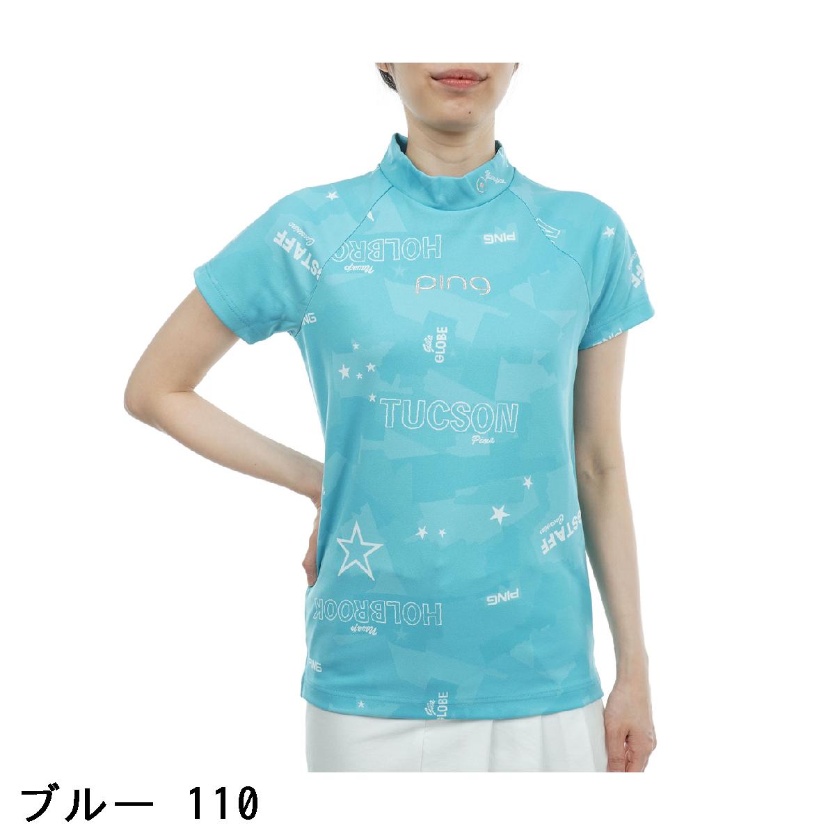 ピン　PING　カモフラ柄ジャカードハイネック半袖シャツ　レディス