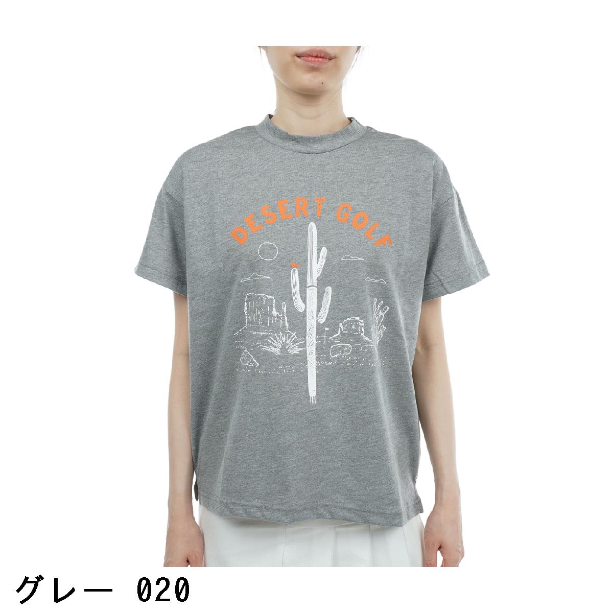 ピン　PING　ビッグシルエットグラフィックハイネック半袖シャツ　レディス
