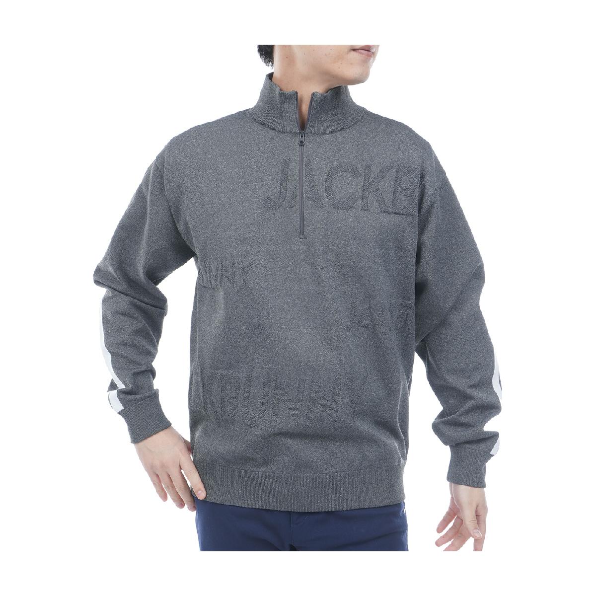 ジャックバニー Jack Bunny!! イージーケアロゴ鹿の子 ハーフジップニットブルゾン