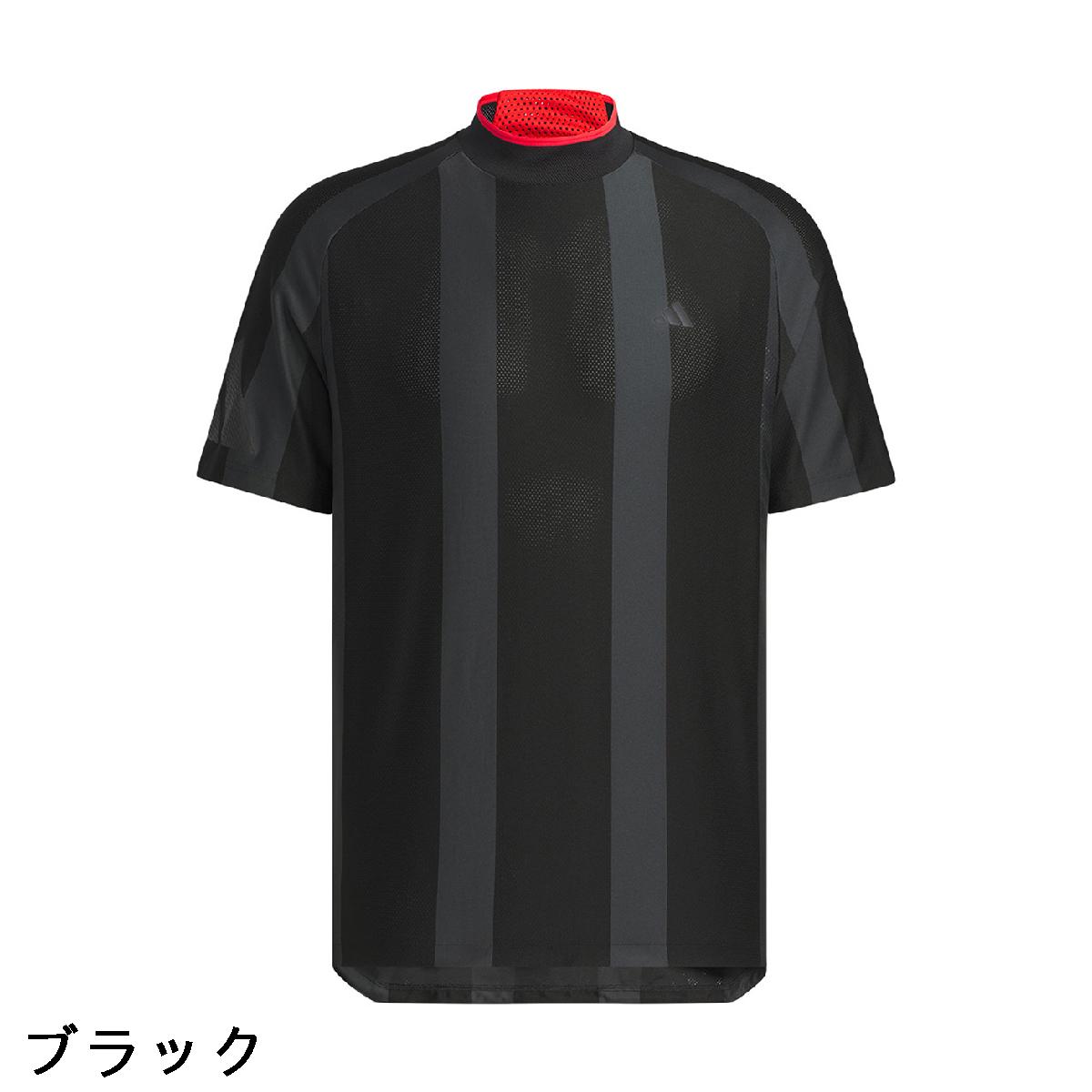 アディダス　Adidas　ストレッチ アディゼロ メッシュ モックネック 半袖シャツ