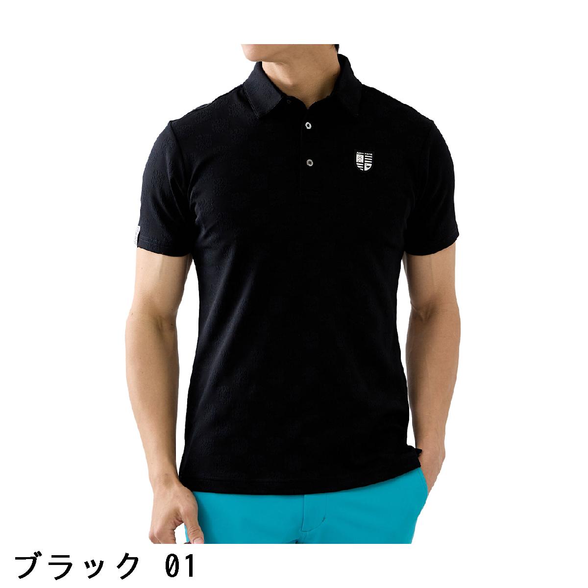 ジュン アンド ロペ　JUN & ROPE　ロゴジャカードジャージー半袖ポロシャツ