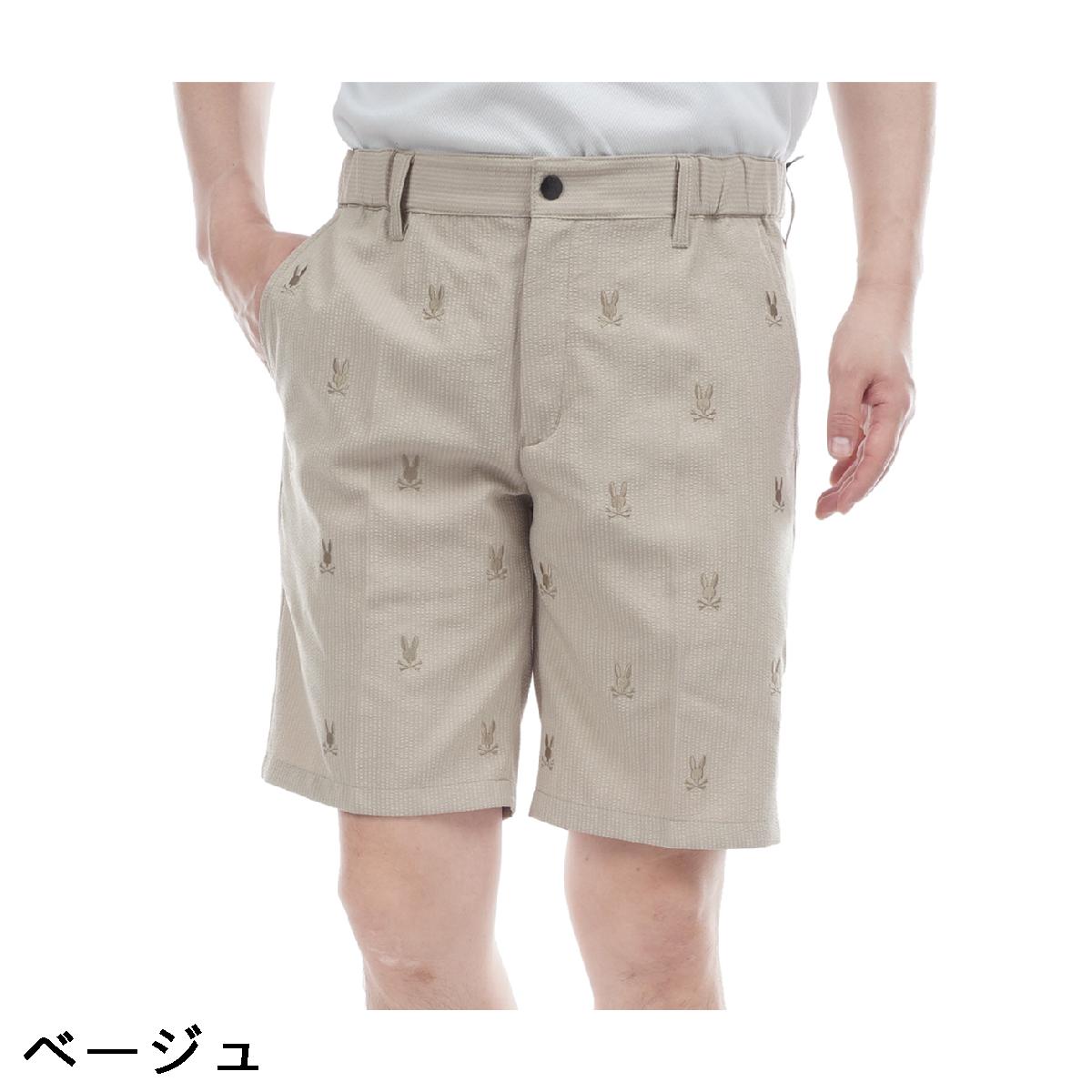 サイコバニー　PSYCHO BUNNY　GOLF シアサッカー ストライプロゴパターン ストレッチハーフパンツ