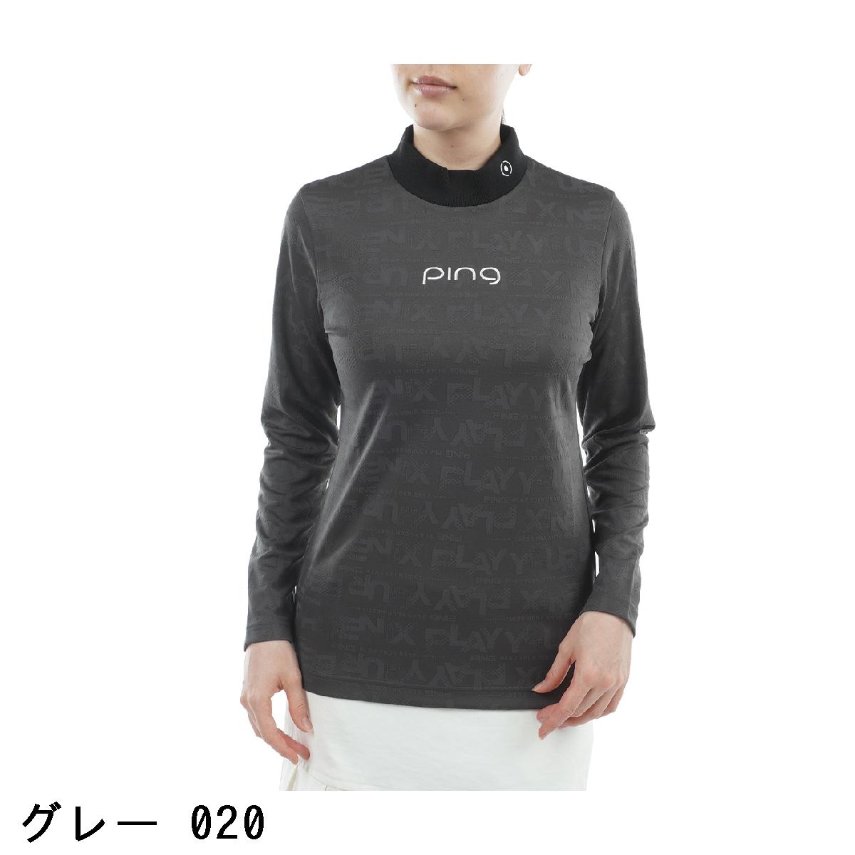 ピン　PING　ロゴジャカード 長袖ハイネックシャツ　レディス