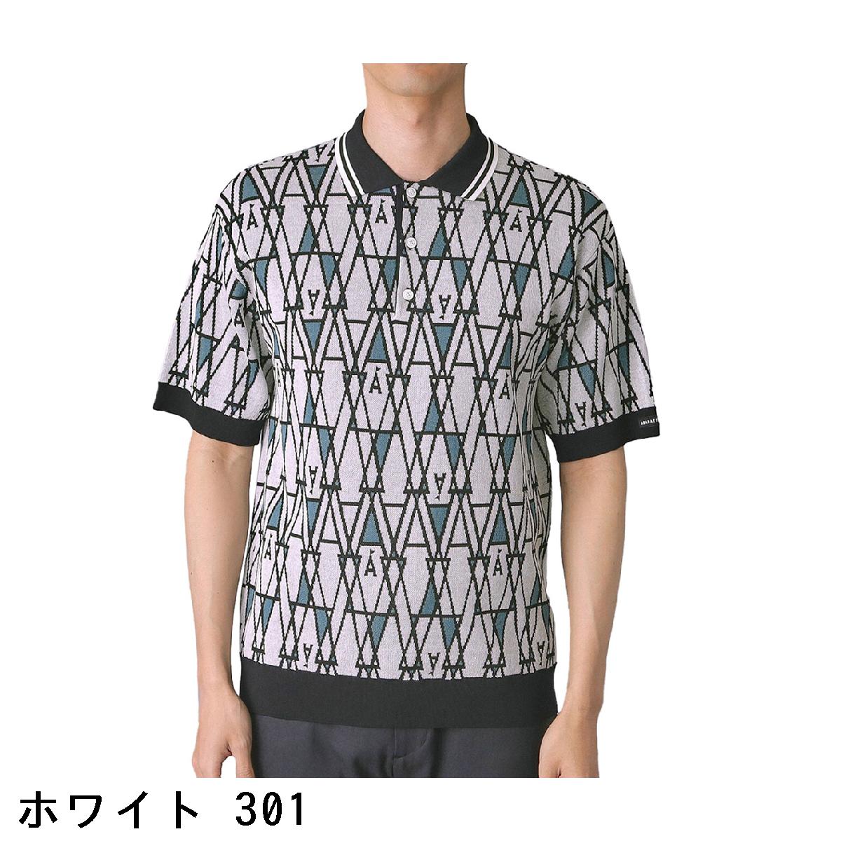 アダバットストリーム　ADABAT STREAM　ジオメットリック ニット半袖ポロシャツ