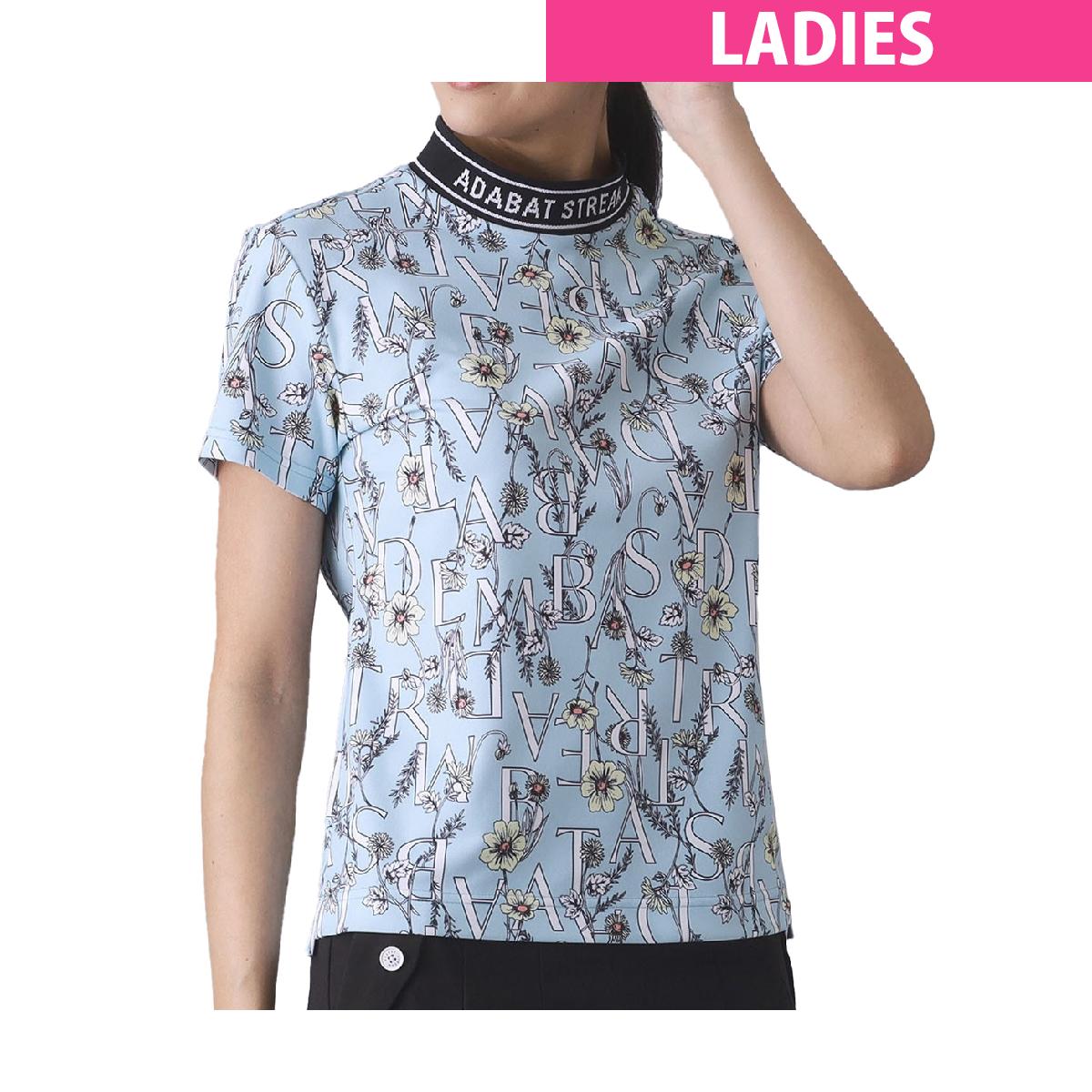 Adabat - アダバットストリーム　ADABAT STREAM　ストレッチ 吸水速乾 フラワータイポ モックネック半袖Tシャツ　レディス