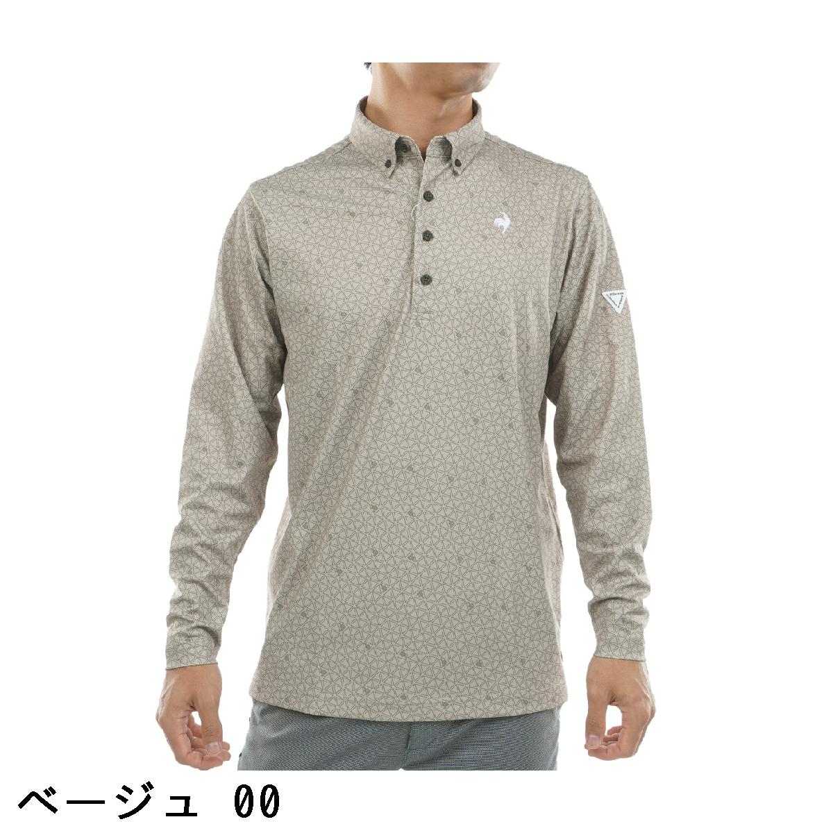 ルコックスポルティフ ゴルフ　Le coq sportif GOLF　ストレッチ トライアングルプリント長袖ポロシャツ