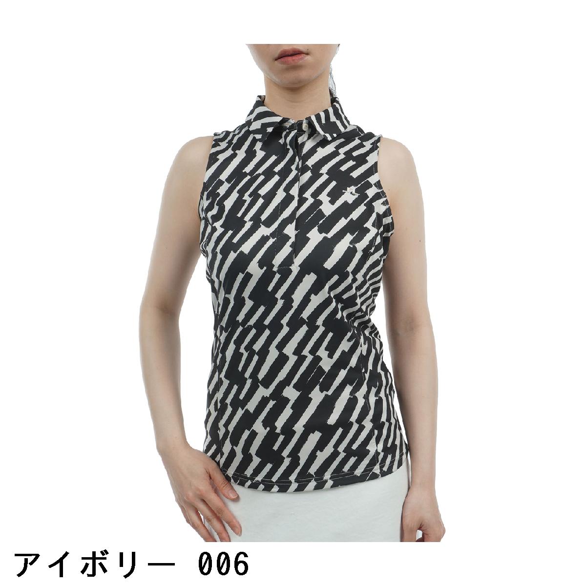 J.リンドバーグ　J.LINDEBERG　Dena 衿つきプリント柄 ノースリーブポロシャツ　レディス