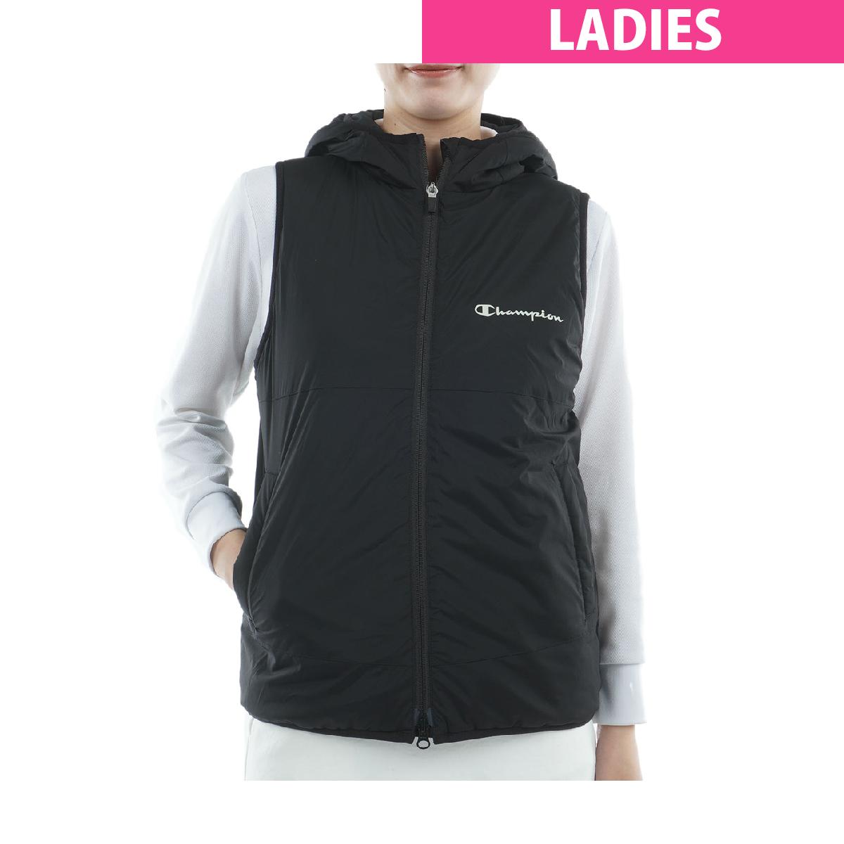 チャンピオンゴルフ　Champion GOLF　撥水 防風 保温 ブライトストレッチクロス 中綿ジップフーデッドベスト　レディス