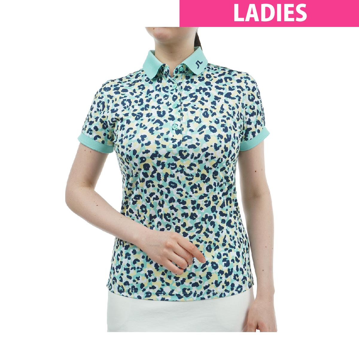 J.リンドバーグ　J.LINDEBERG　シーズンプリント 袖ロゴ刺繍 半袖ポロシャツ　レディス