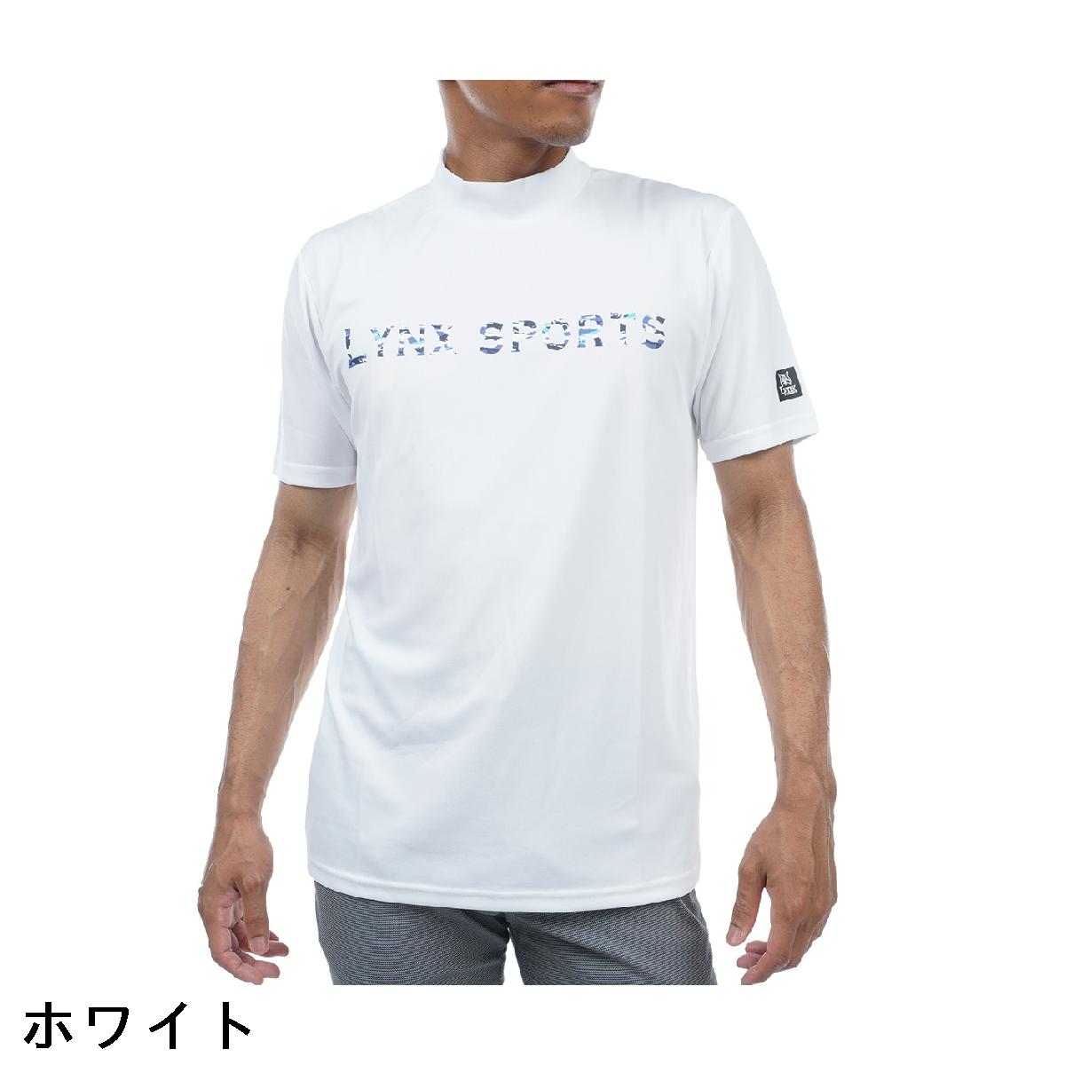 リンクススポーツ　Lynx SPORTS　ロゴプリント モックネック半袖シャツ