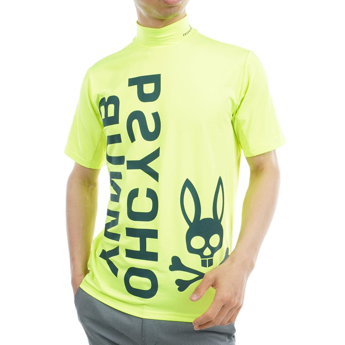 サイコバニー PSYCHO BUNNY 縦ロゴプリント モックネック半袖Tシャツ ゴルフウェア メンズ 春夏