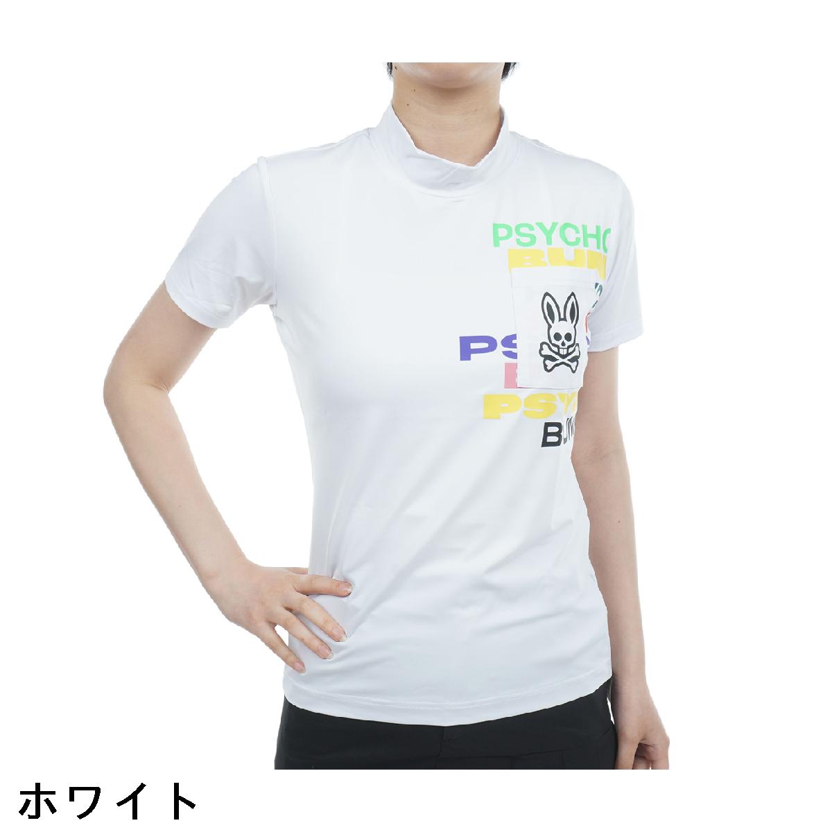 サイコバニー　PSYCHO BUNNY　カラフルプリント ポケット ストレッチ モックネック半袖Tシャツ　レディス