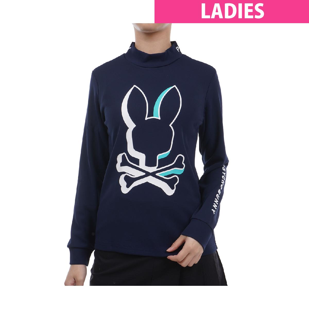 サイコバニー　PSYCHO BUNNY　NEON BUNNY ストレッチ モックネック長袖Tシャツ　レディス