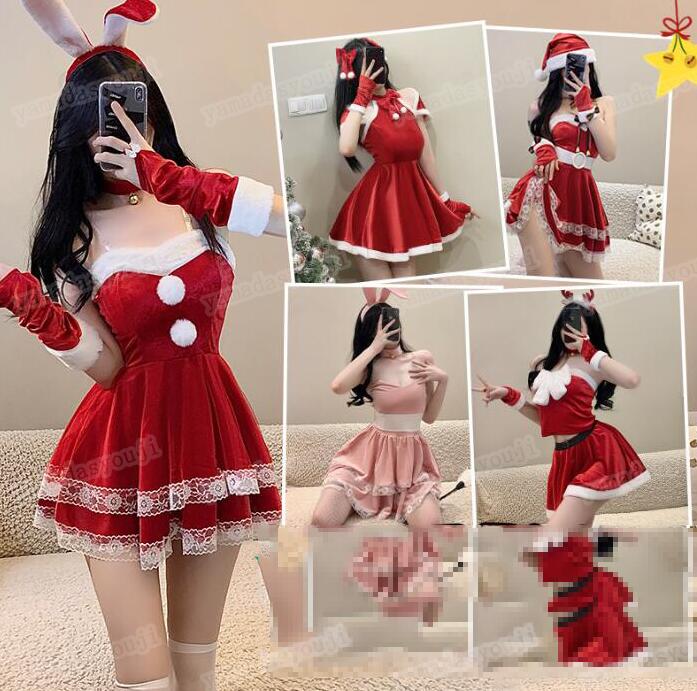 乐天商城 - サンタコスプレ マントサンタクロース衣装クリスマスセクシーリボンレースデザイン豊富靴下レディースメイドワンピース大人 レディース コスチューム サンタ コスプレ 仮装 衣装