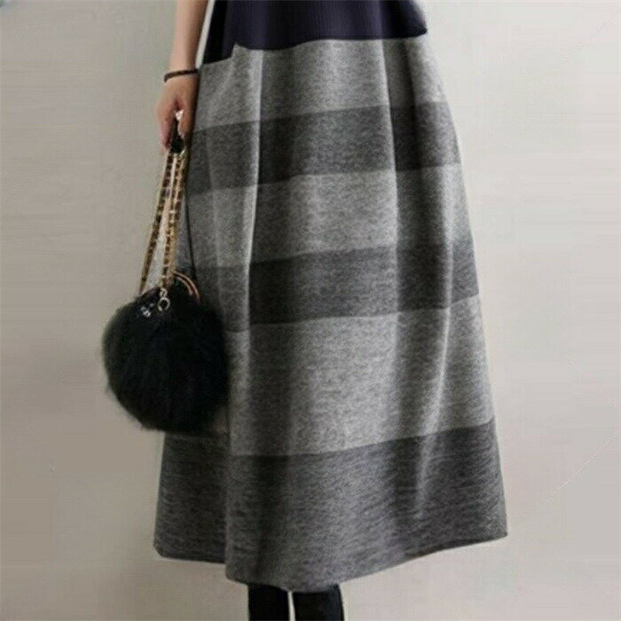 ワンピース ロング レディース ワンピ クルーネック ストライプ柄 ボーダー柄 春 秋 冬 長袖 体型カバー バイカラー 大きいサイズ シンプル お きれいめ ゆったり