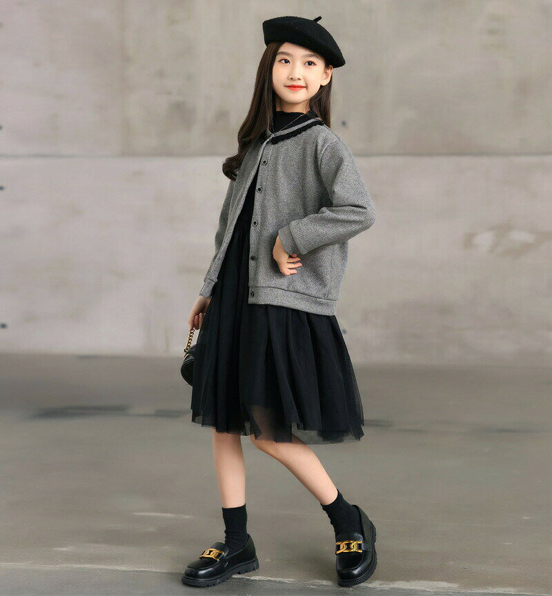 卒業式 子供服 礼服 フォーマル 長袖 ワンピース 黒 カーディガン ニット ドレス ...