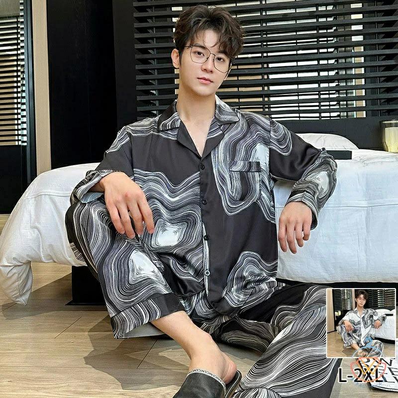 パジャマ シルク メンズ シルクパジャマ 上下セット 長袖 シャツ ロング パンツ セットアップ ルームウェア 高品質 快適 敏感肌 吸湿 速乾 抗菌 洗える 寝間着 部屋着