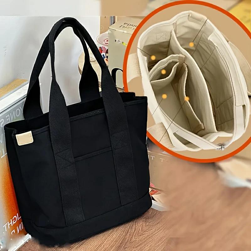 ハンドバッグ ショルダーバッグ ママバッグ 男女兼用 トートバッグ マザーズバック デイリーユース シンプル キャンバスハンドバッグ ジッパー付き 旅行 学校 5色展開 ポケットあり