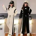 スウェット セットアップ キッズ 女の子 秋 ダンス衣装 ジュニア 上下2点セット トップスプルオーバー ロングズボン 春 冬 長袖 ガールズ 林 修学旅行 カ...