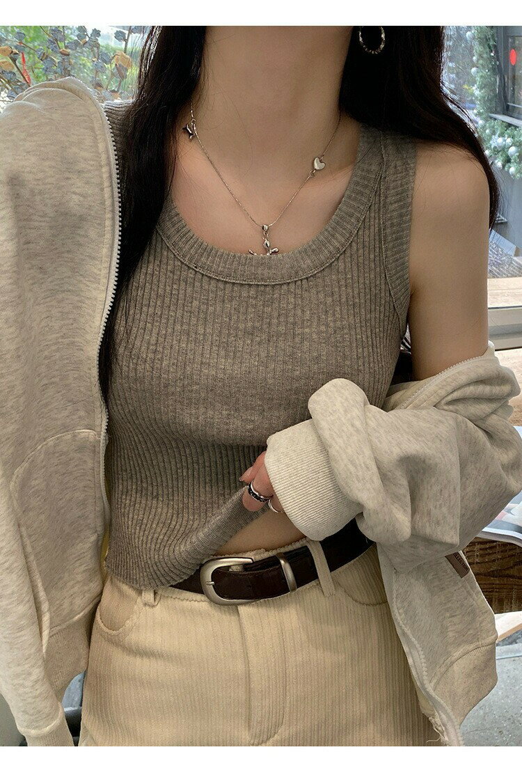 ニット ベスト レディース 春 トップス インナー カットソー タンクトップ ノースリーブ 透け防止 リブ 大人 セクシー 無地 重ね着 夏ベスト ニットキャミソール フォーマル 着心地抜群