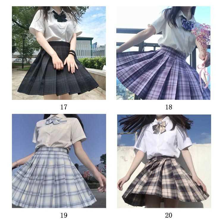 全20色 セーラー服 学生服 3点セット 上下セット 半袖 チェックスカート ピンク 女子制服 JK制服 コスプレ 高校生 可愛い レディース 蝶結び 衣装 大きいサイズ 文化祭 学園祭