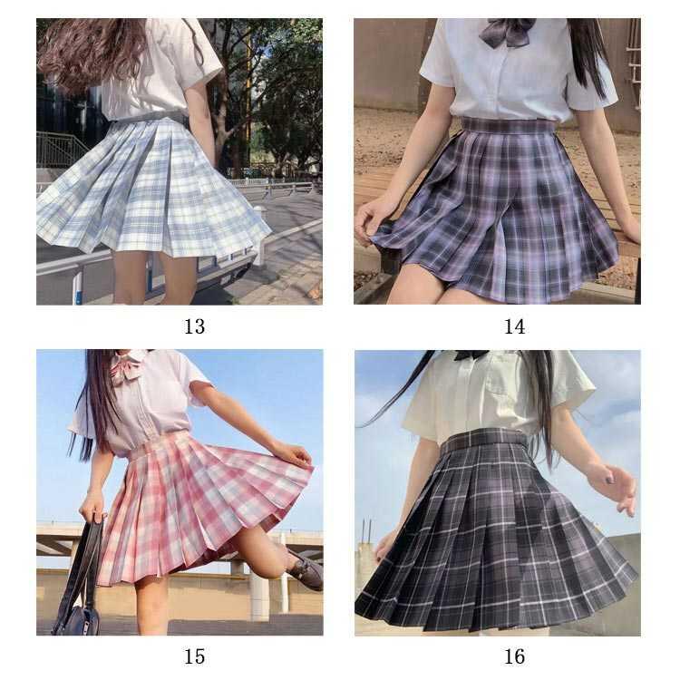 全20色 セーラー服 学生服 3点セット 上下セット 半袖 チェックスカート ピンク 女子制服 JK制服 コスプレ 高校生 可愛い レディース 蝶結び 衣装 大きいサイズ 文化祭 学園祭