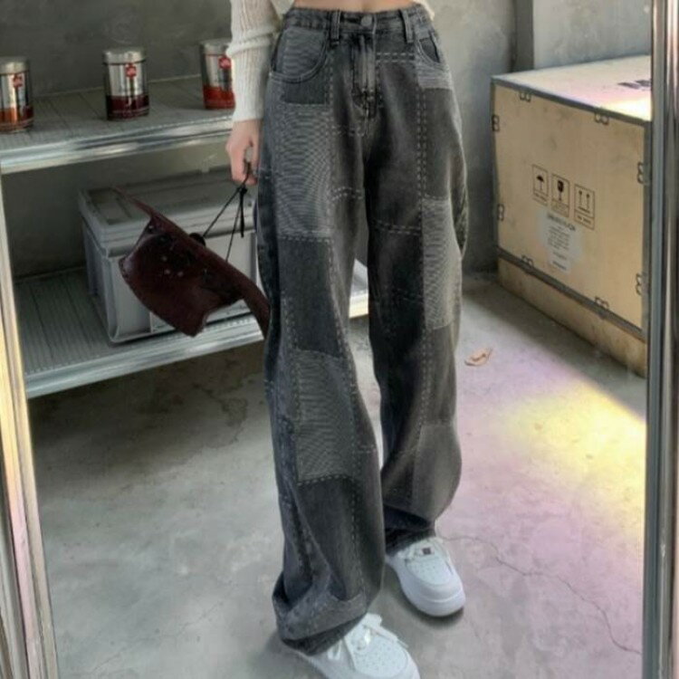 パンツ Gパン デニム デニムパンツ レディース ボトムス ジーンズ ワイド 大きいサイズ 個性的 黒 フル..