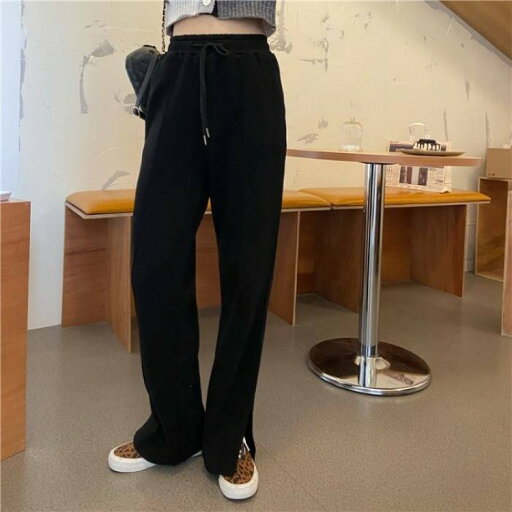 3色 パンツ レディース スウェット ストレート ワイド センタープレス ボトムス ズボン おしゃれ カジュアル 切れ込み スリット 黒 グレー 無地 ジャージ ブラ ハイウエスト リラックス 3色 パンツ レディース スウェット ストレート ワイド センタープレス ボトムス ズボン おしゃれ カジュアル 切れ込み スリット 黒 グレー 無地 ジャージ ブラ ハイウエスト リラックス