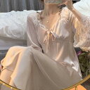 パジャマ ワンピース ルームウェア レディース ナイトドレス キュート リボン フリル レース 甘め 春 夏 部屋着 ラフ ナイトウエア ネグリジェ 寝間着 無...
