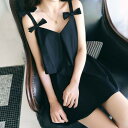 水着 ワンピース キャミソール ブラック リボン セパレート風 切り替えデザイン かわいい 大人可愛い きれいめ セクシー sexy シンプル ナチュラル 主役級 お洒落 おしゃれ 華やか