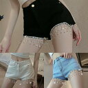 ショートパンツ レディース デニム パンツ ボトムス ショーツ ショート丈 ミニ ギャル 服 ビジュー クリスタル きらきら ワイドパンツ ジーパン かわいい セクシー おしゃれ 秋 夏 春 黒