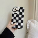 スマホケース スマホカバー おしゃれ もこもこ ふわふわ ブロックチェック ハート 携帯ケース 携帯カバー 韓国系 iphone X XS XR 11Pro 1...
