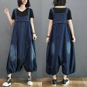 可愛い バルーンサロペット パンツ レディース きれいめ ゆったり バルーンパンツ 丸い 大人可愛い デニムパンツ ロング丈 ポケット サルエルパン 着痩せ 体型カバー デニムサロペット