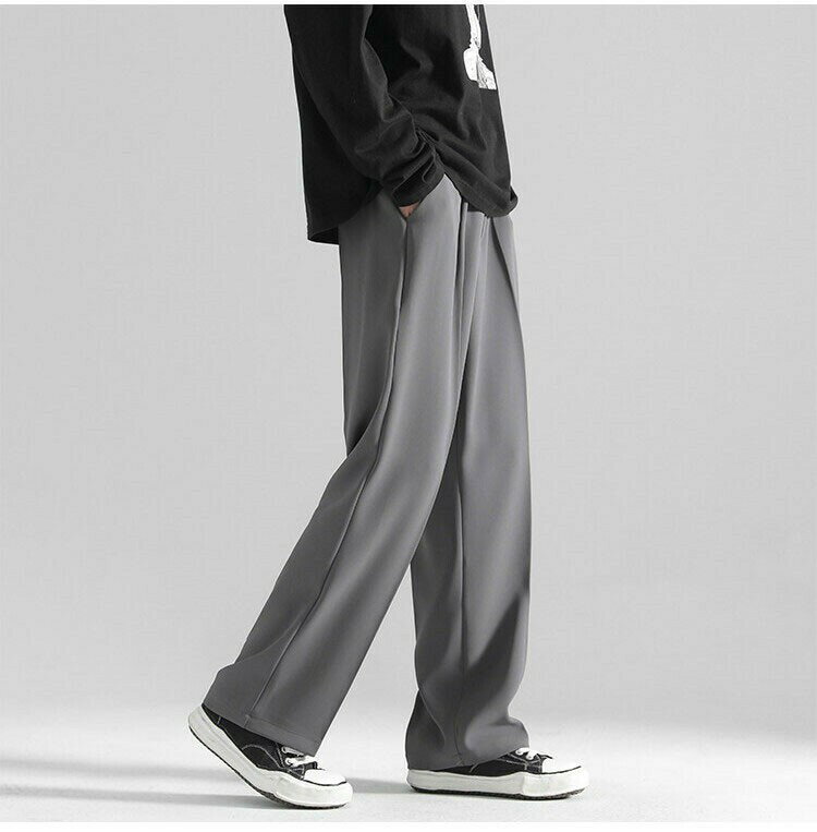 パンツ センターライン になりにくい きれいめ ストレートパンツ メンズ ボトムス ゆったり スラックス レディース ゴム ロング ワイド ストレート オフィス 春 黒 薄手 ズボン