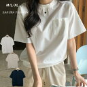 Tシャツ M L LL レディース トップス プルオーバー カットソー 半袖 綿麻 コットンリネン 裾リブ 大きいサイズ ゆったり 春 夏 デザイン クルーネッ...