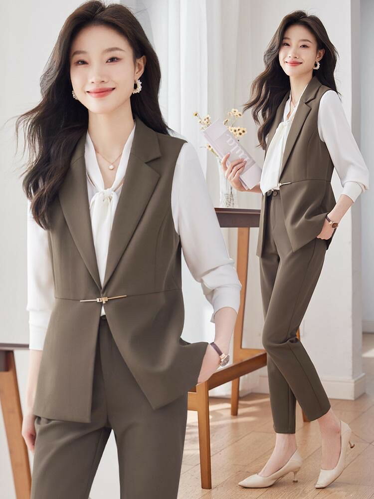 上下セット スーツ レディース セレモニースーツ パンツスーツ フォーマル ロングベスト ロングパンツ 9分丈 春夏 秋 エレガント 結婚式 宴会 同窓会 卒業式 通勤 セ 大人 ママ OL